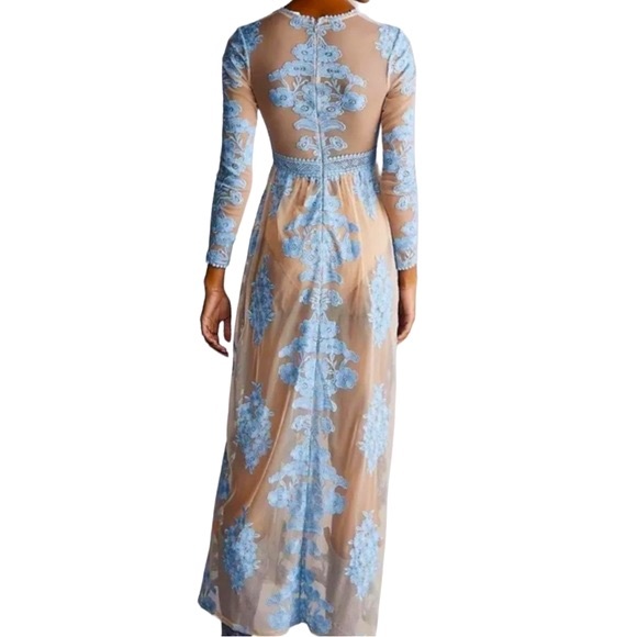 For Love & Lemons x Free People Temecula XS & S Blue Floral Embroidered Maxi - Picture 6 of 14
